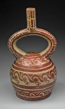 Stirrup Spout Vessel with Bird Head Design, 100 B.C./A.D. 500. Creator: Unknown