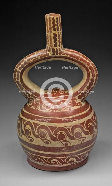 Stirrup Spout Vessel with Bird Head Design, 100 B.C./A.D. 500. Creator: Unknown.