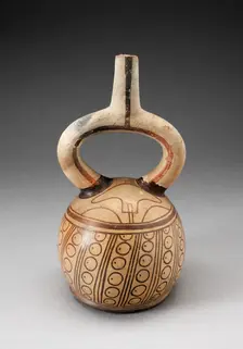 Stirrup Spout Vessel with Circular Motifs, 100 B.C./A.D. 500. Creator: Unknown