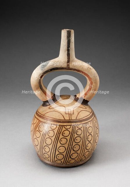 Stirrup Spout Vessel with Circular Motifs, 100 B.C./A.D. 500. Creator: Unknown.