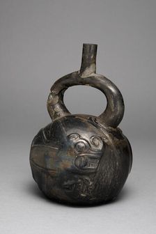 Stirrup Spout Vessel with Composite Feline Fish Relief, 100 B.C./A.D. 500. Creator: Unknown