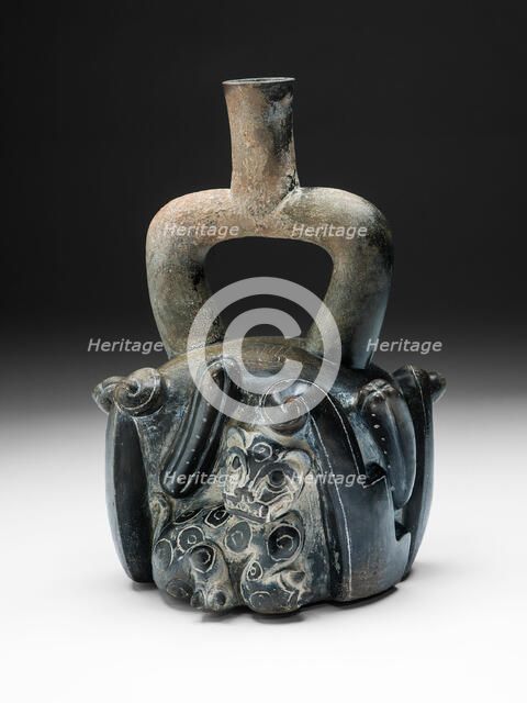 Stirrup-Spout Vessel with Feline and Cactus, 900/200 B.C. Creator: Unknown.