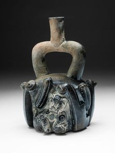 Stirrup-Spout Vessel with Feline and Cactus, 900/200 B.C. Creator: Unknown