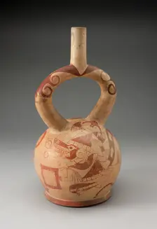 Stirrup Spout Vessel with Fineline Warrior Cat Motifs, 100 B.C./A.D. 500. Creator: Unknown