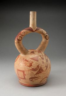 Stirrup Spout Vessel with Fineline Warrior Cat Motifs, 100 B.C./A.D. 500. Creator: Unknown