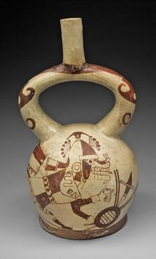 Stirrup Spout Vessel with Fineline Warrior Fox Motifs, 100 B.C./A.D. 500. Creator: Unknown