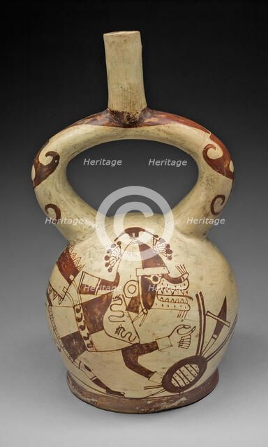Stirrup Spout Vessel with Fineline Warrior Fox Motifs, 100 B.C./A.D. 500. Creator: Unknown.
