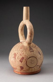 Stirrup Spout Vessel with Fineline Bean Warrior and Weapons Motif, 100 B.C./A.D. 500. Creator: Unknown