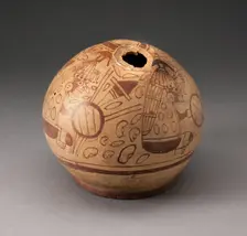 Stirrup Spout Vessel with Fineline Bean Warrior Motif, 100 B.C./A.D. 500. Creator: Unknown