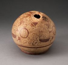 Stirrup Spout Vessel with Fineline Bean Warrior Motif, 100 B.C./A.D. 500. Creator: Unknown