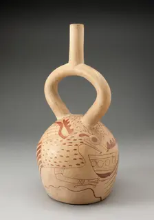 Stirrup Spout Vessel with Fineline Bird Motifs, 100 B.C./A.D. 500. Creator: Unknown