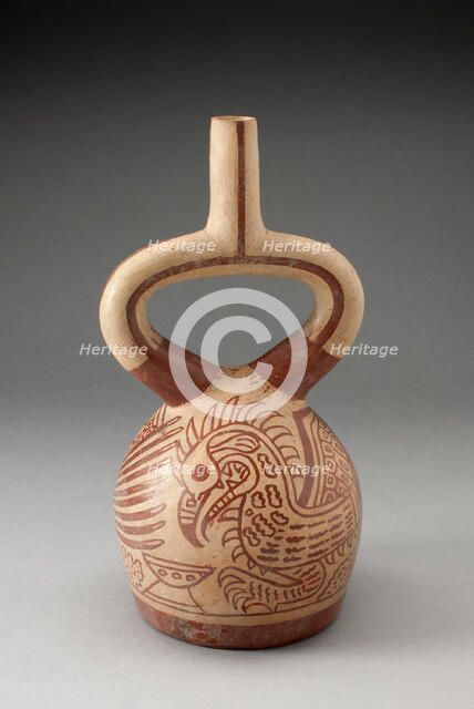 Stirrup Spout Vessel with Fineline Bird Motifs, 100 B.C./A.D. 500. Creator: Unknown.