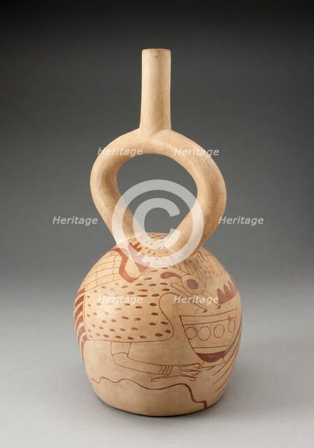 Stirrup Spout Vessel with Fineline Bird Motifs, 100 B.C./A.D. 500. Creator: Unknown.
