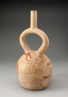Stirrup Spout Vessel with Fineline Bird Motifs, 100 B.C./A.D. 500. Creator: Unknown