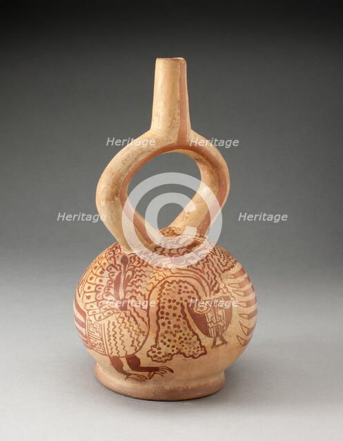 Stirrup Spout Vessel with Fineline Bird Motifs, 100 B.C./A.D. 500. Creator: Unknown.