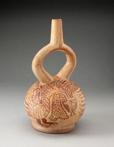 Stirrup Spout Vessel with Fineline Bird Motifs, 100 B.C./A.D. 500. Creator: Unknown