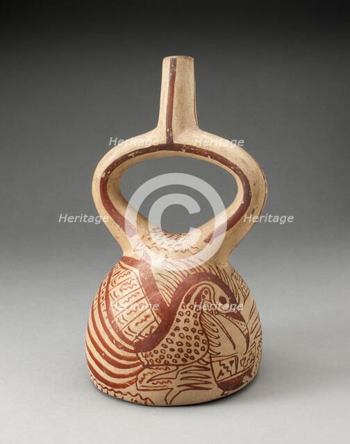 Stirrup Spout Vessel with Fineline Bird Motifs, 100 B.C./A.D. 500. Creator: Unknown.