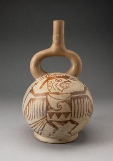 Stirrup Spout Vessel with Fineline Bird Warrior Motifs, 100 B.C./A.D. 500. Creator: Unknown