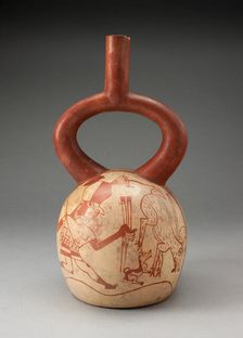 Stirrup Spout Vessel with Fineline Deer Hunt Motifs, 100 B.C./A.D. 500. Creator: Unknown