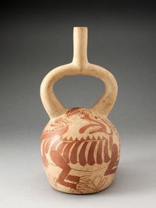 Stirrup Spout Vessel with Fineline Depiction of an Abstract Feline, 100 B.C./A.D. 500. Creator: Unknown