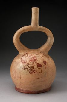 Stirrup Spout Vessel with Fineline Enthroned Warrior Motif, 100 B.C./A.D. 500. Creator: Unknown