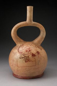 Stirrup Spout Vessel with Fineline Enthroned Warrior Motif, 100 B.C./A.D. 500. Creator: Unknown
