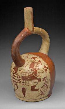 Stirrup Spout Vessel with Fineline Fox Warrior Motif, 100 B.C./A.D. 500. Creator: Unknown