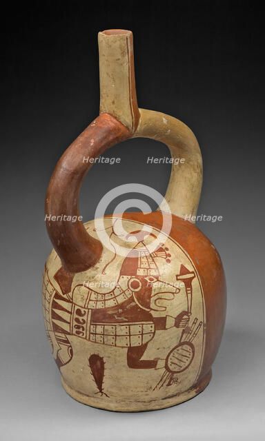 Stirrup Spout Vessel with Fineline Fox Warrior Motif, 100 B.C./A.D. 500. Creator: Unknown.
