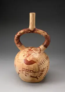 Stirrup Spout Vessel with Fineline Image of a Running Royal Messenger, 100 B.C./A.D. 500. Creator: Unknown