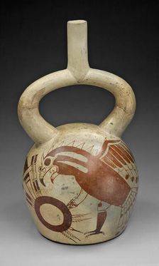 Stirrup Spout Vessel with Fineline Image of a Warrior Bird, 100 B.C./A.D. 500. Creator: Unknown