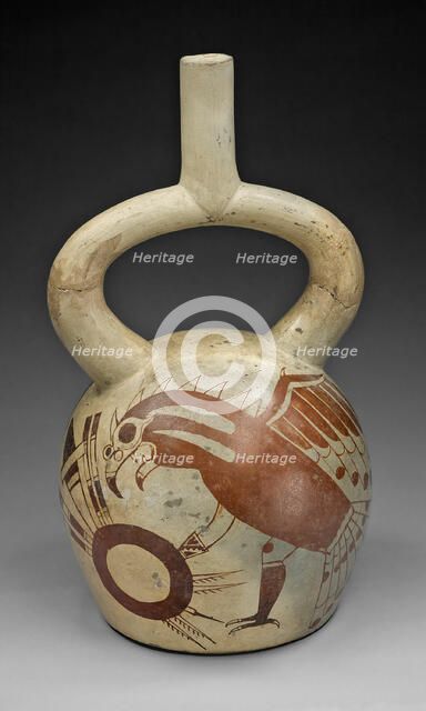 Stirrup Spout Vessel with Fineline Image of a Warrior Bird, 100 B.C./A.D. 500. Creator: Unknown.