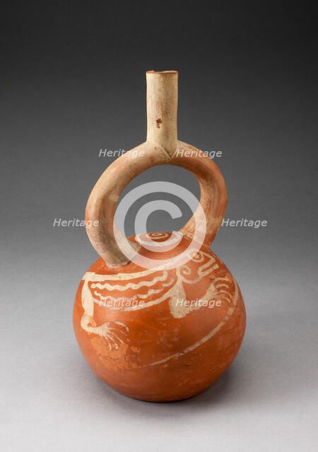 Stirrup Spout Vessel with Fineline Lizard Motifs, 100 B.C./A.D. 500. Creator: Unknown.