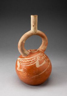 Stirrup Spout Vessel with Fineline Lizard Motifs, 100 B.C./A.D. 500. Creator: Unknown