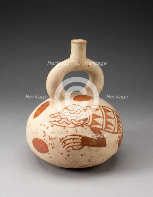 Stirrup Spout Vessel with Fineline Lizard Motifs, 100 B.C./A.D. 500. Creator: Unknown.