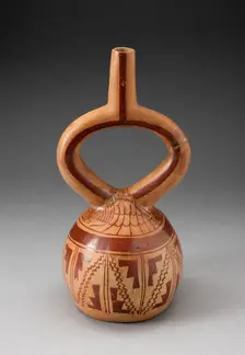 Stirrup Spout Vessel with Geometric Designs, 100 B.C./A.D. 500. Creator: Unknown