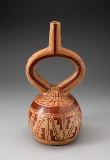 Stirrup Spout Vessel with Geometric Designs, 100 B.C./A.D. 500. Creator: Unknown