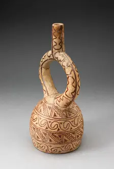 Stirrup Spout Vessel with Geometric Designs, 100 B.C./A.D. 500. Creator: Unknown