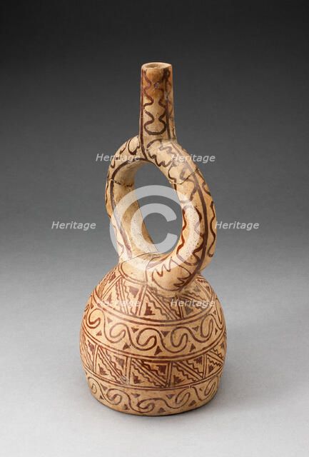 Stirrup Spout Vessel with Geometric Designs, 100 B.C./A.D. 500. Creator: Unknown.