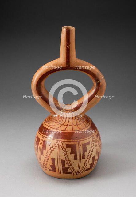 Stirrup Spout Vessel with Geometric Designs, 100 B.C./A.D. 500. Creator: Unknown.