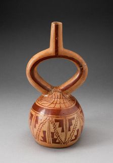 Stirrup Spout Vessel with Geometric Designs, 100 B.C./A.D. 500. Creator: Unknown