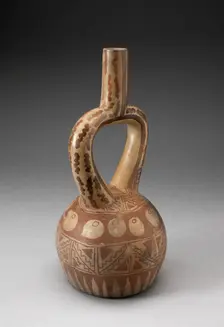 Stirrup Spout Vessel with Geometric Motifs, 100 B.C./A.D. 500. Creator: Unknown