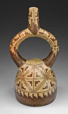 Stirrup Spout Vessel with Geometric Motifs, 100 B.C./A.D. 500. Creator: Unknown