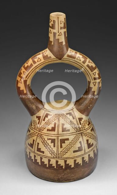 Stirrup Spout Vessel with Geometric Motifs, 100 B.C./A.D. 500. Creator: Unknown.
