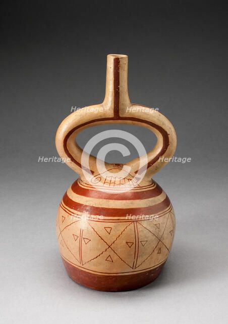 Stirrup Spout Vessel with Geometric Motifs, 100 B.C./A.D. 500. Creator: Unknown.