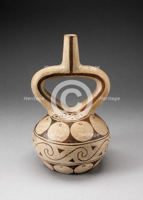 Stirrup Spout Vessel with Geometric Motifs, 100 B.C./A.D. 500. Creator: Unknown.