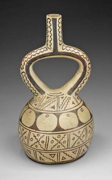 Stirrup Spout Vessel with Geometric Motifs, 100 B.C./A.D. 500. Creator: Unknown