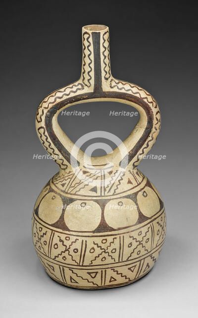 Stirrup Spout Vessel with Geometric Motifs, 100 B.C./A.D. 500. Creator: Unknown.