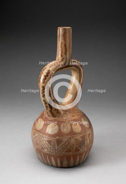 Stirrup Spout Vessel with Geometric Motifs, 100 B.C./A.D. 500. Creator: Unknown.