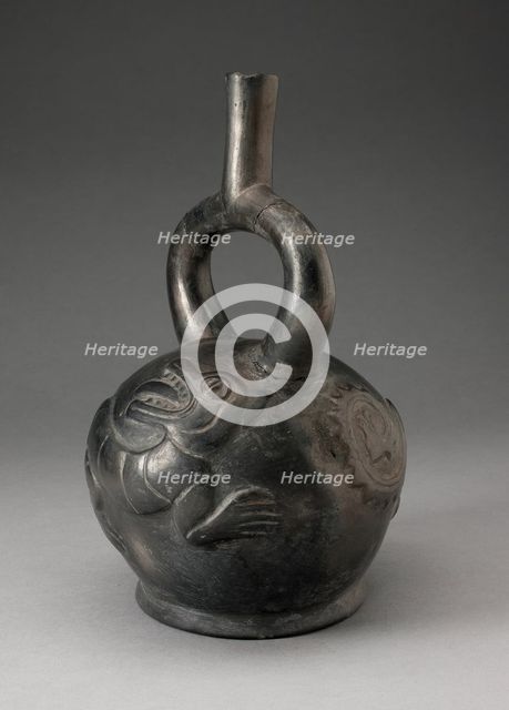 Stirrup Spout Vessel with Raised Chimera Motifs, 100 B.C./A.D. 500. Creator: Unknown.