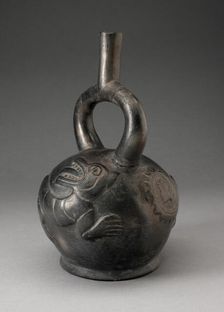 Stirrup Spout Vessel with Raised Chimera Motifs, 100 B.C./A.D. 500. Creator: Unknown